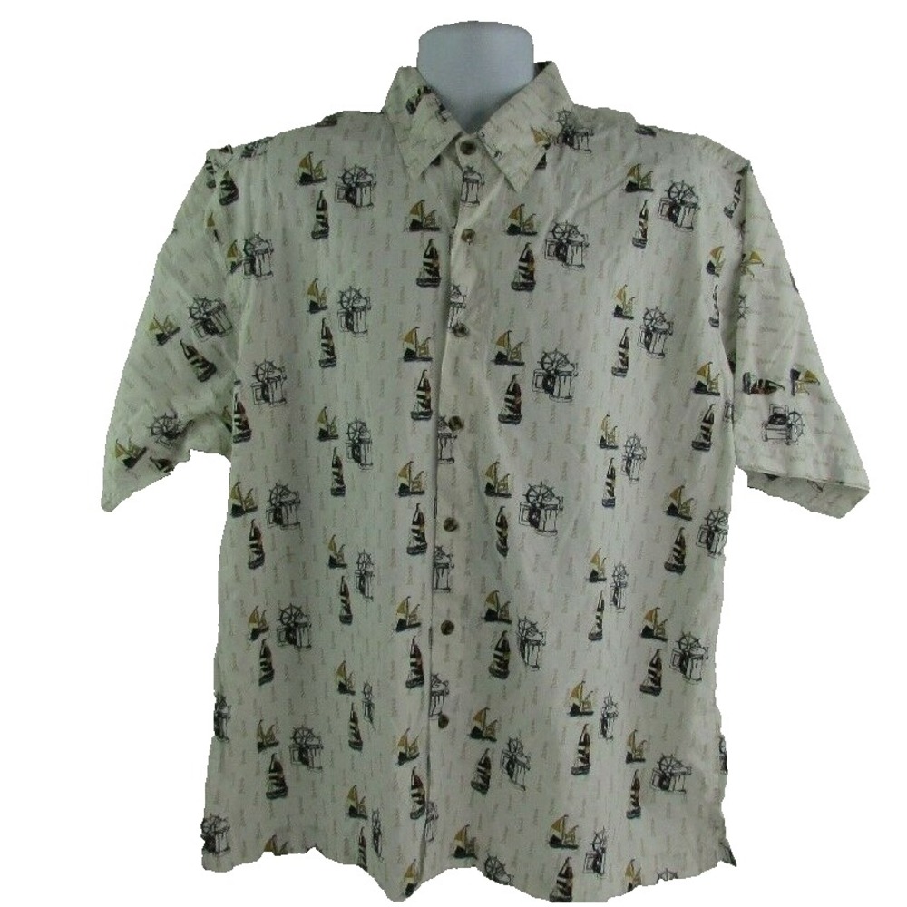 Bohio Breeze Men's XL Cotton Shirt Sailboats